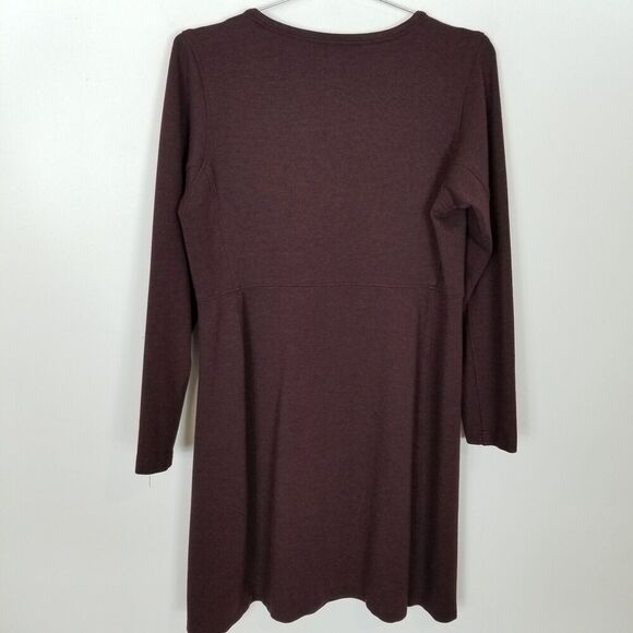 Duluth Trading Co. Women's Wearwithall Ponte Knit Long Sleeve Dress Sz L Maroon - Picture 4 of 7